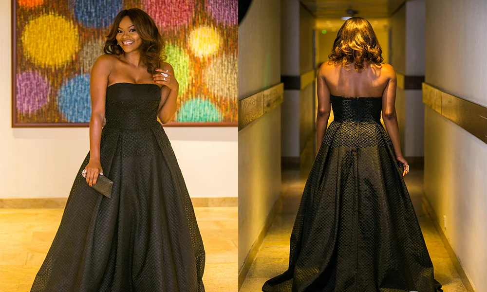 AMVCA 2017 Kehinde Bankole In A Black Beaded Ball Gown by Jacqui